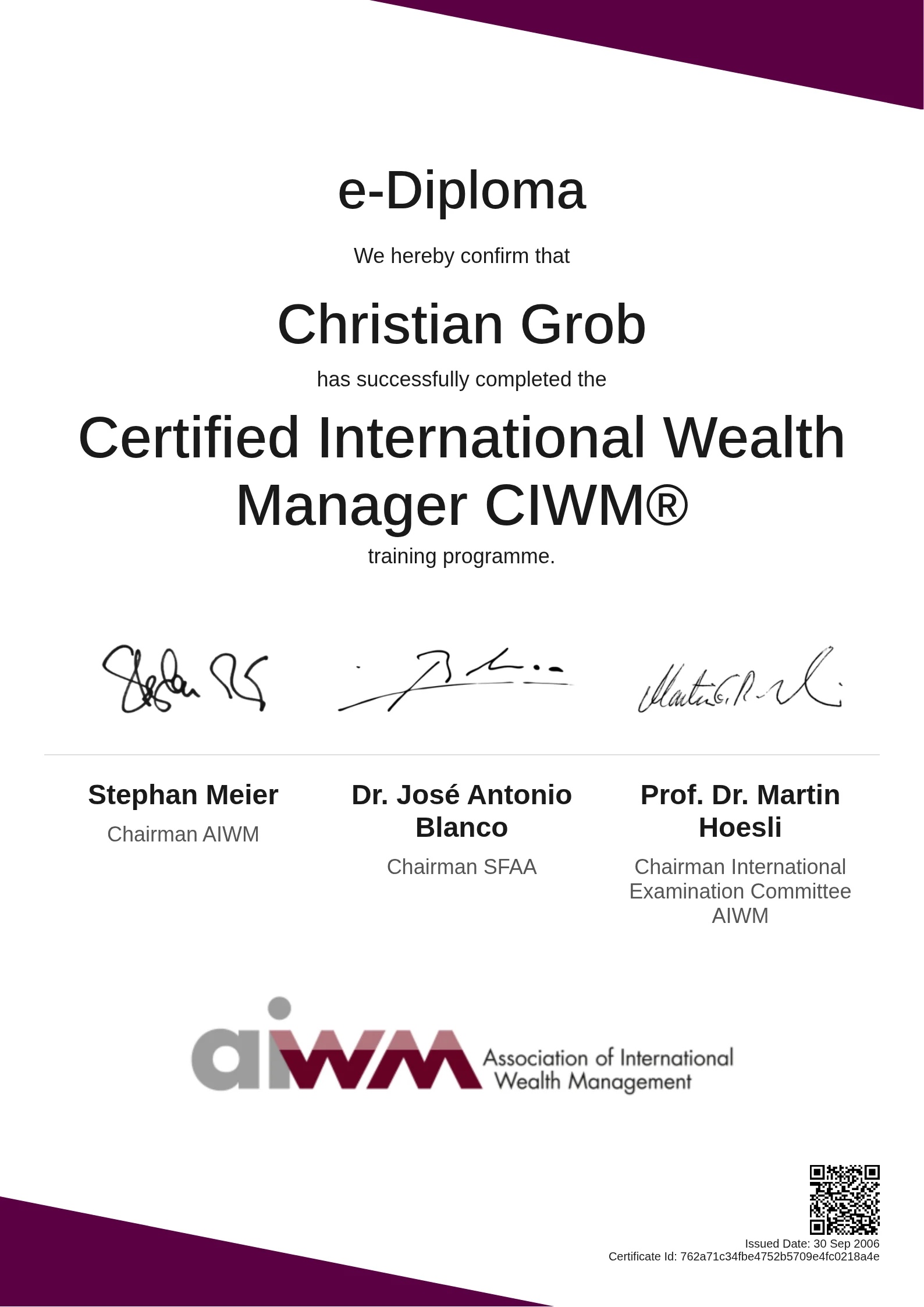  Christian Grob | Certified International Wealth Manager CIWM®