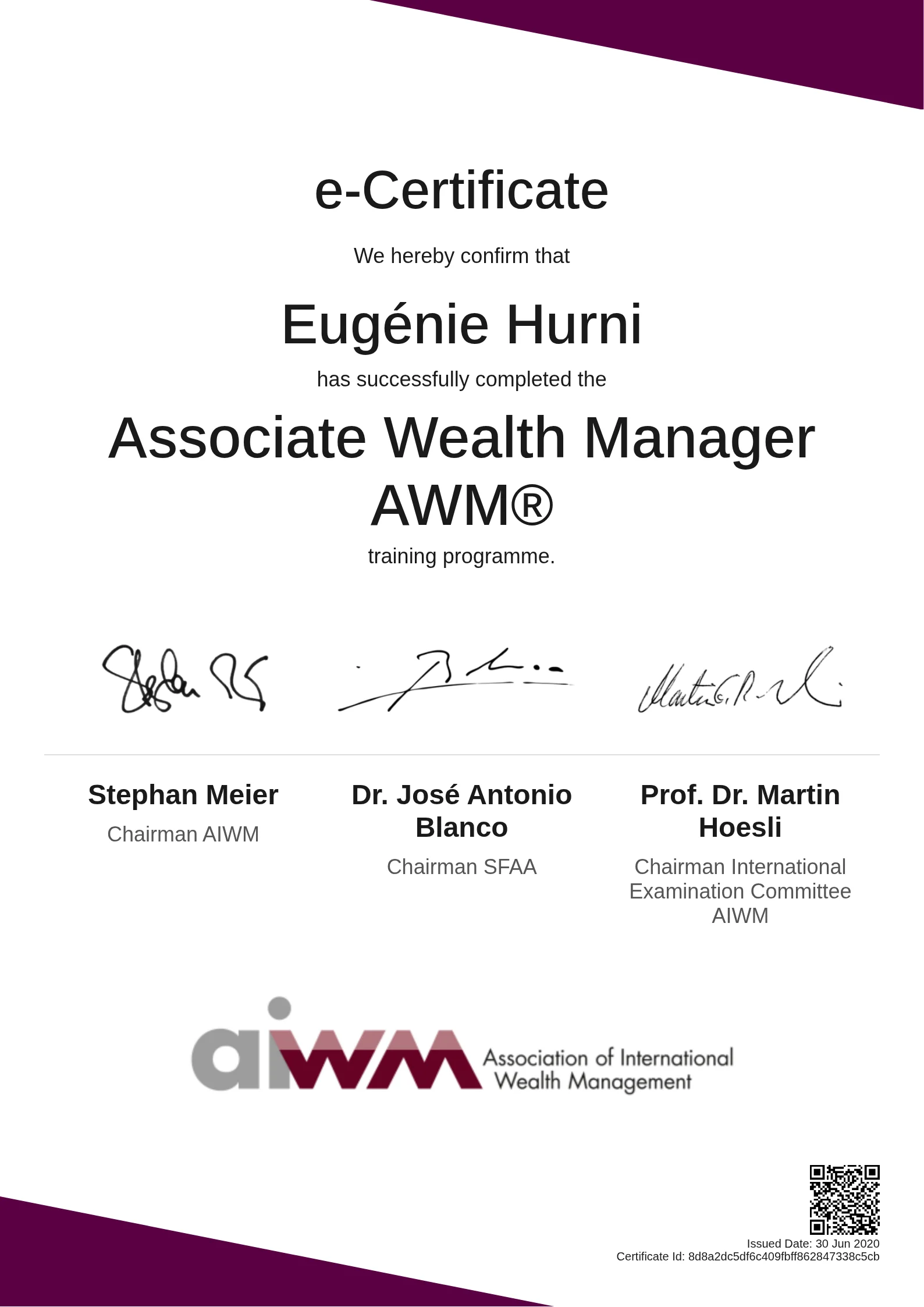  Eugénie Hurni | Associate Wealth Manager AWM®