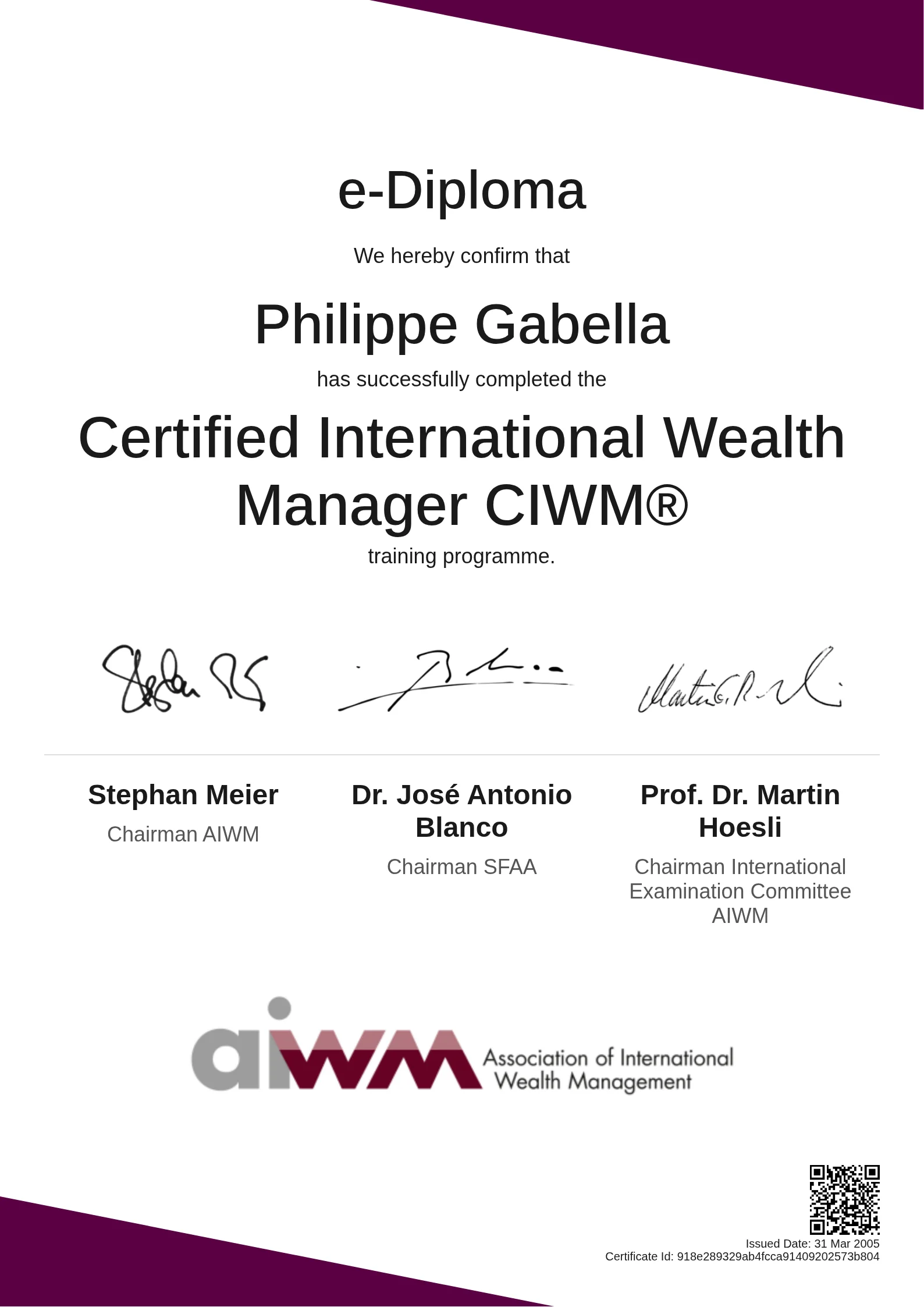  Philippe Gabella | Certified International Wealth Manager CIWM®