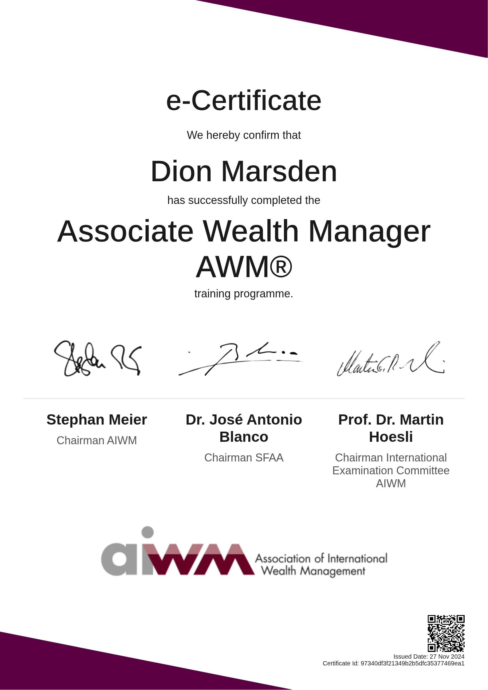  Dion Marsden | Associate Wealth Manager AWM®
