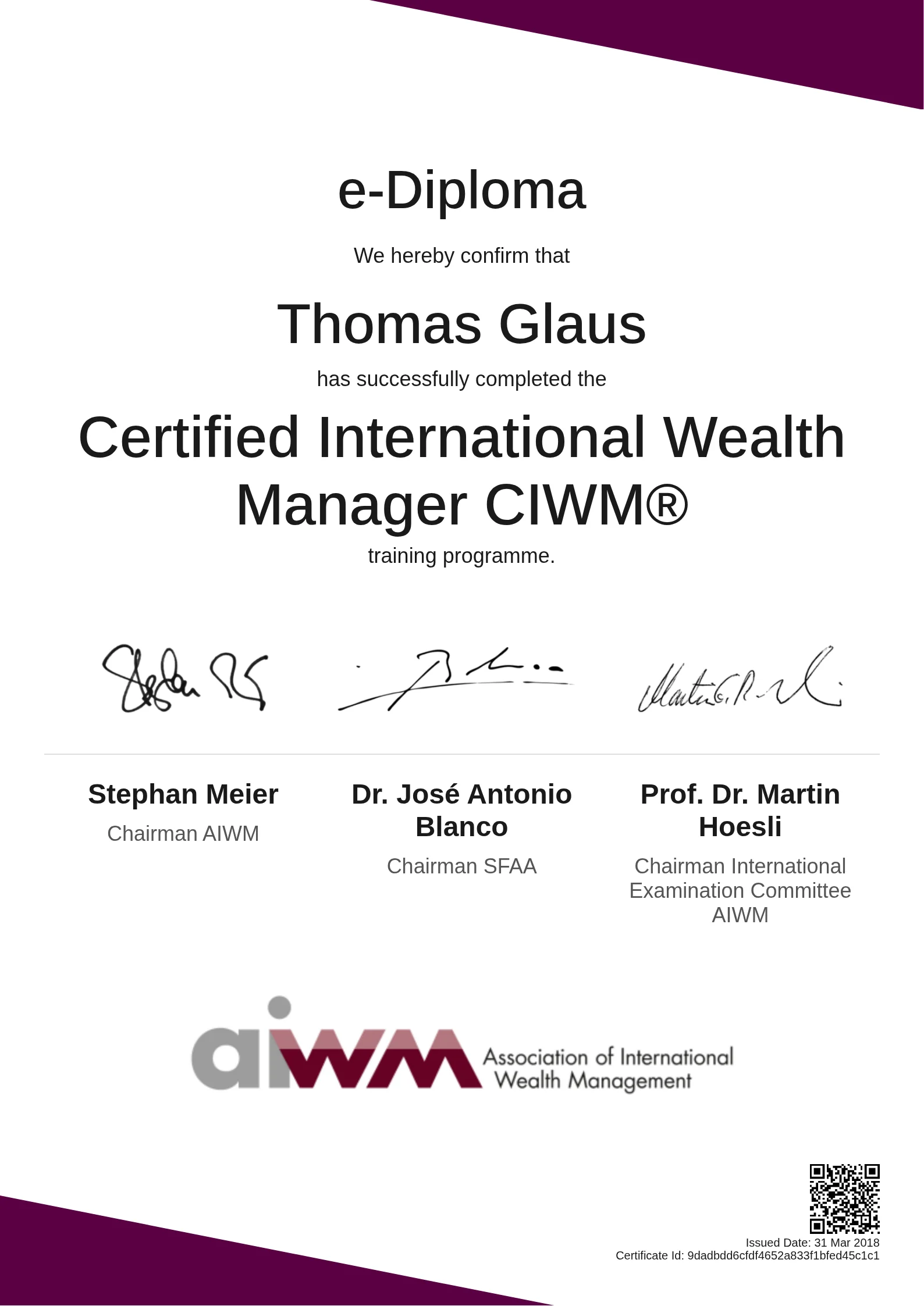  Thomas Glaus | Certified International Wealth Manager CIWM®