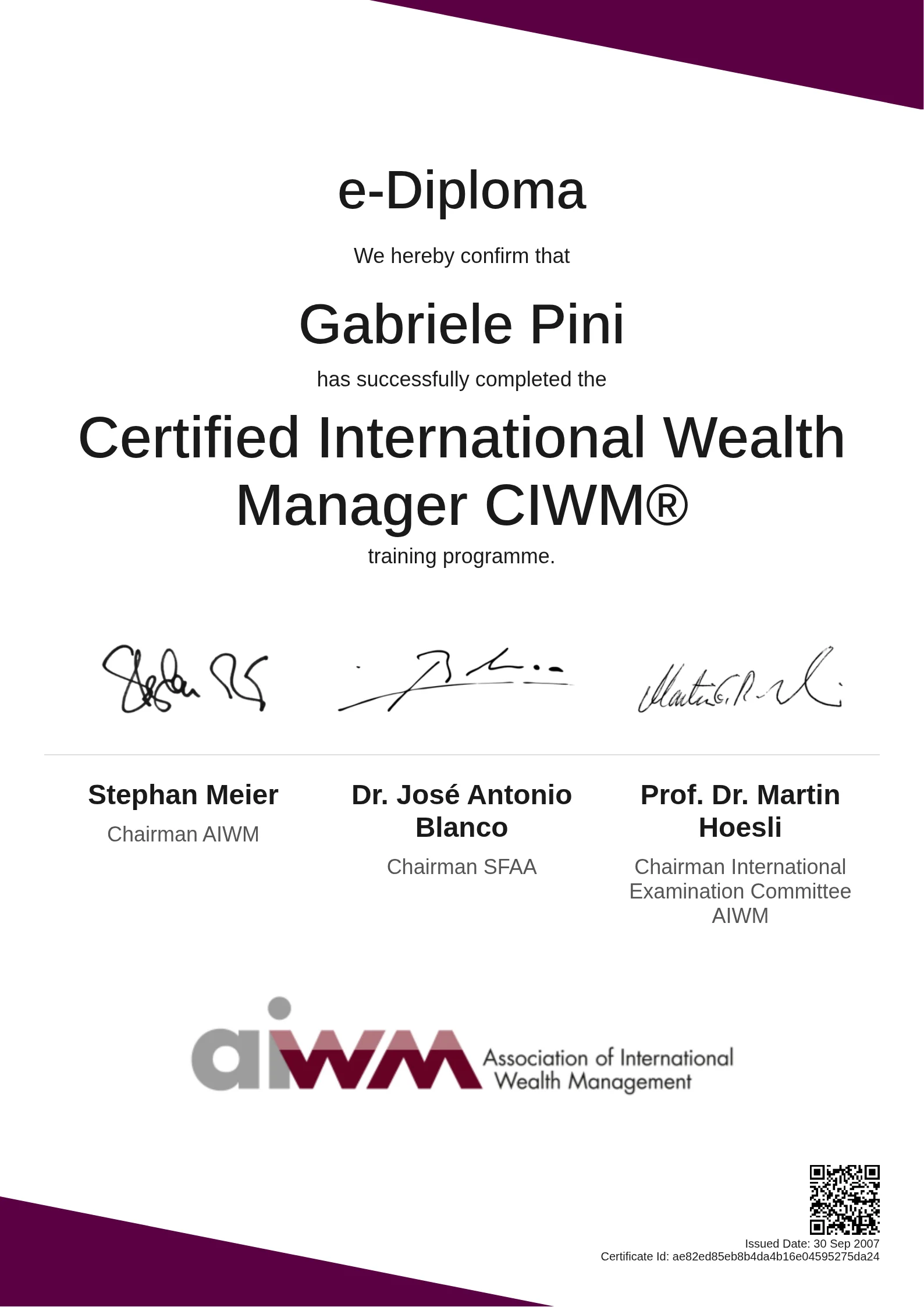  Gabriele Pini | Certified International Wealth Manager CIWM®