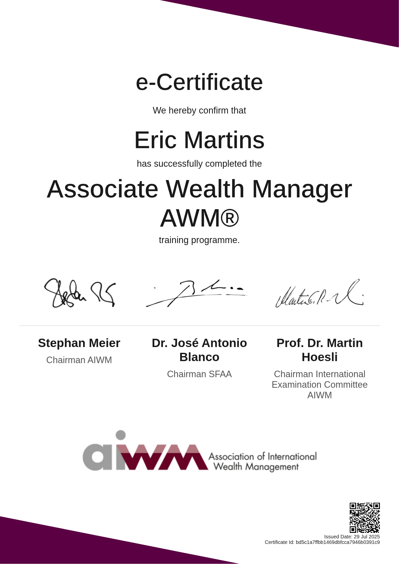  Eric Martins | Associate Wealth Manager AWM®