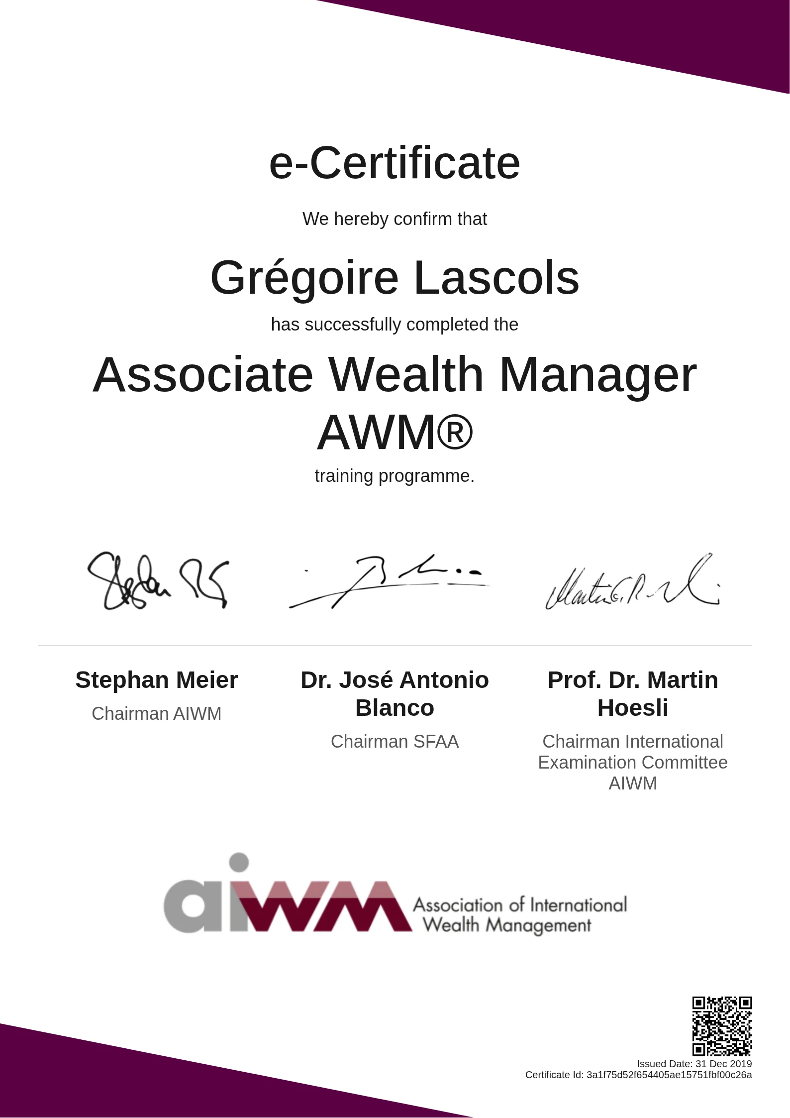 Grégoire Lascols | Associate Wealth Manager AWM®